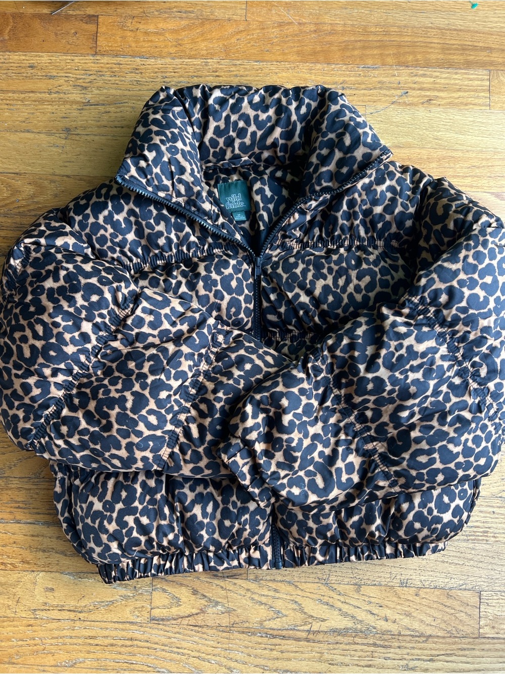 Wild Fable black and brown leopard print puffer jacket